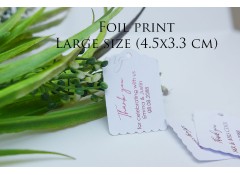 25pcs  Rectangular scalloped GIFT TAG Custom Print - Foil - Large size 4.5x3.3cm